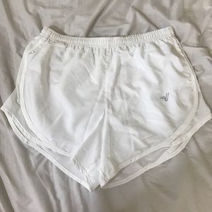 White varsity shorts